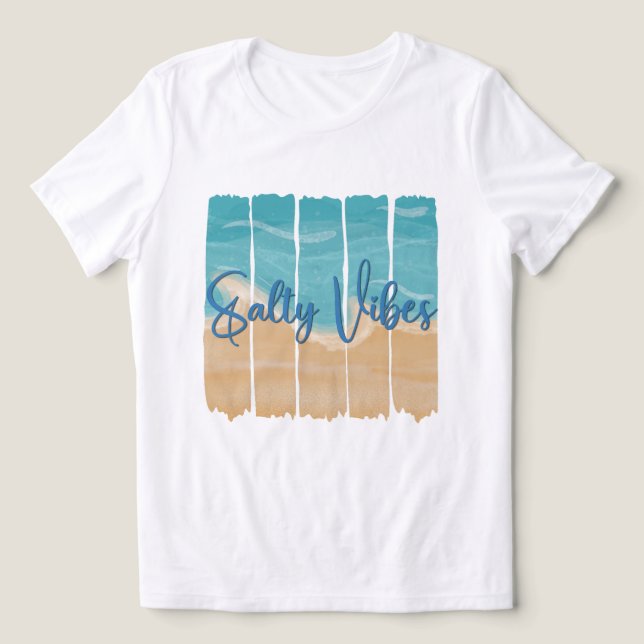 Salta Vibrationer Tropisk Strand Strandlinje Havsv T Shirt (Design Framsida)