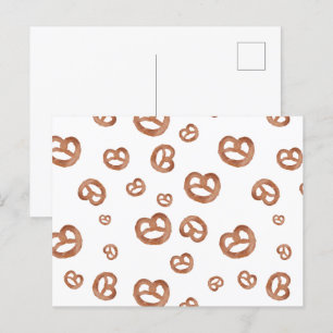 Saltad mjuk vattenfärg Pretzel Mönster Helg Vykort