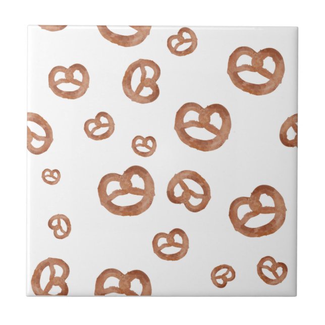 Saltad mjuk vattenfärg Pretzel Seamless Mönster Kakelplatta (Framsidan)