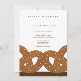 Saltat Pretzels Bröllop White Brown-Lodrät Inbjudningar