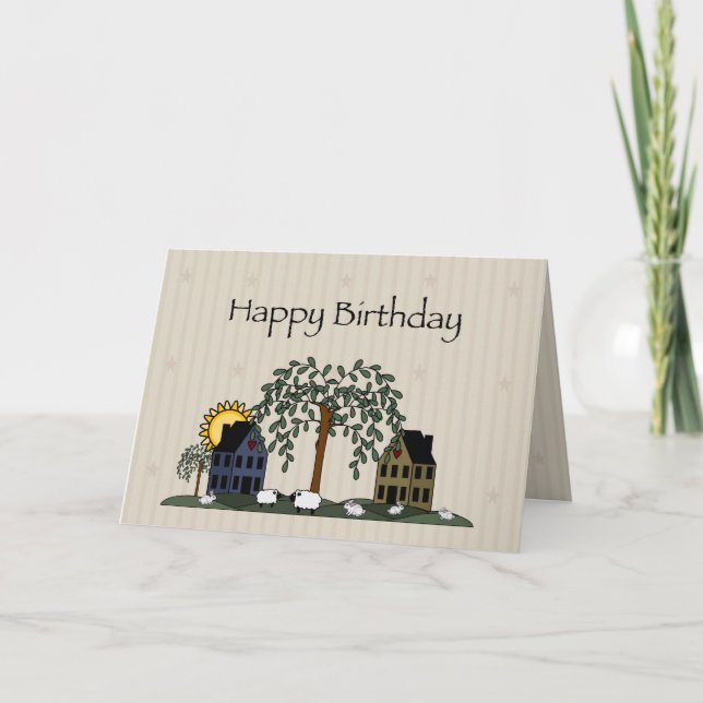 Saltbox Houses Birthday Kort (Framsida)