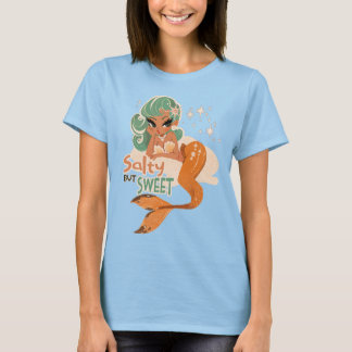Saltfast men söt Sjöjungfru: Spelande Retro Ocean  T Shirt