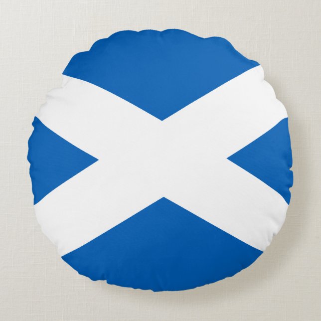 Saltire ~ Flagga of Scotland Rund Kudde (Framsidan)