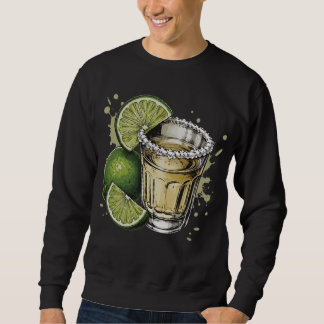Saltkantad Tequila Shot med Lime Illustration Lång Ärmad Tröja