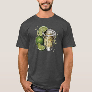 Saltkantad Tequila Shot med Lime Illustration T Shirt