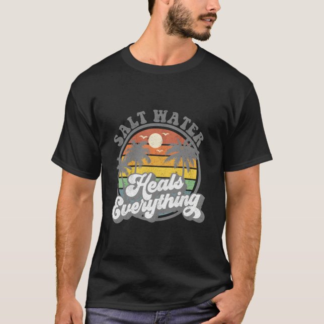 Saltvatten botar allt strand t shirt (Framsida)
