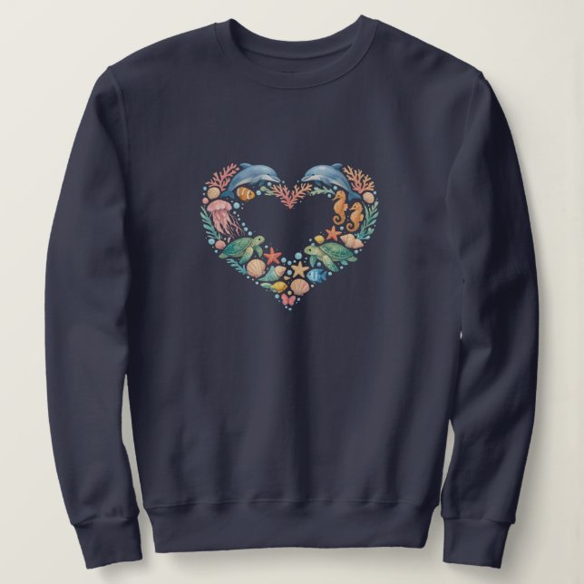 Saltvatten Havsliv Hjärtat T Shirt (Design framsida)