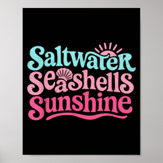 Saltvatten Snigelskal Solsken Retro Strand Sommar Poster