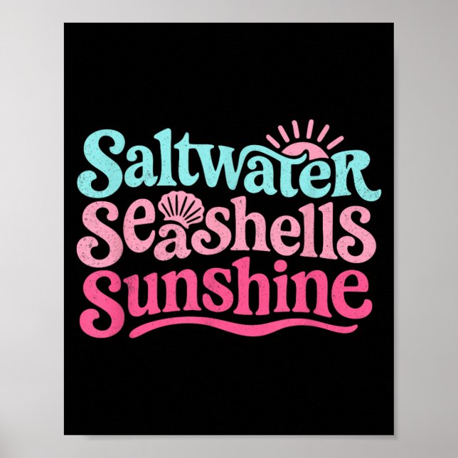 Saltvatten Snigelskal Solsken Retro Strand Sommar Poster (Framsidan)