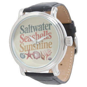 Saltvatten Snigelskal Solsken Sommar Strand Semest Armbandsur