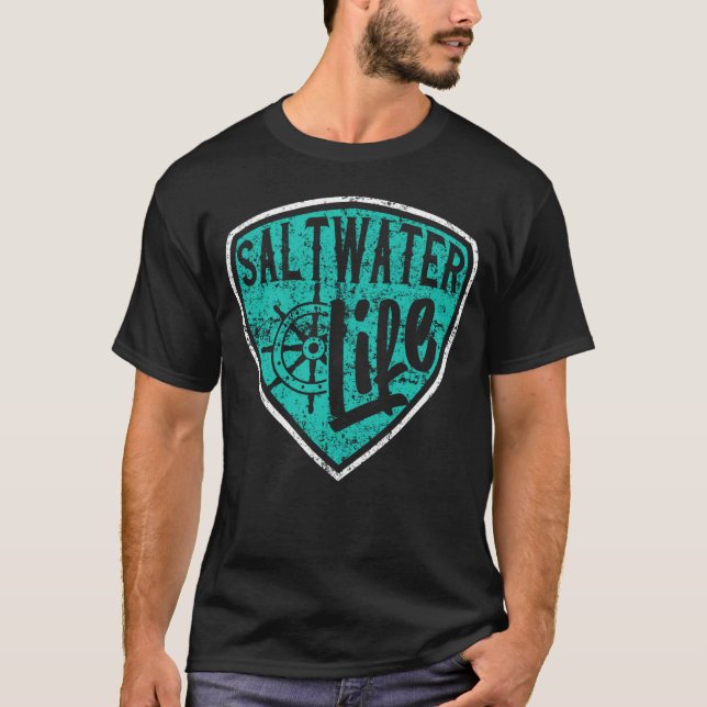 Saltvattenliv fiskare fiske t shirt (Framsida)