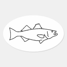 Saltvattensfiske - strimlad bass ovalt klistermärke