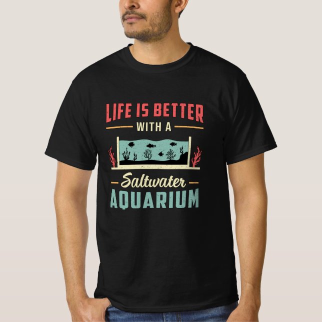 Saltwater Aquarium Fish Tank Aquatic Aquarist T Shirt (Framsida)