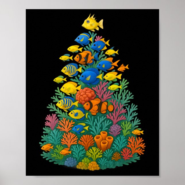 Saltwater Aquarium Julgran Poster (Framsidan)