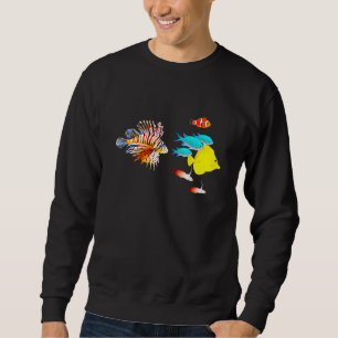 Saltwater Aquarium Lionfish Clownfish Gult Tang Lång Ärmad Tröja