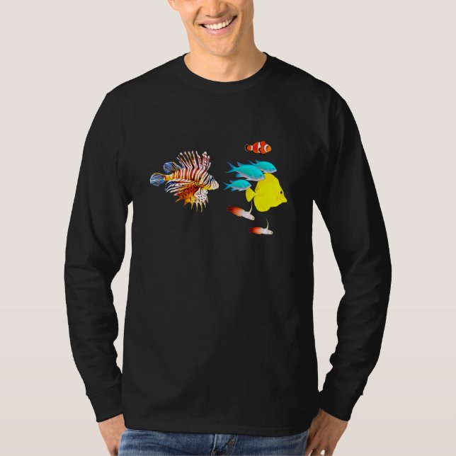 Saltwater Aquarium Lionfish Clownfish Gult Tang T Shirt (Framsida)