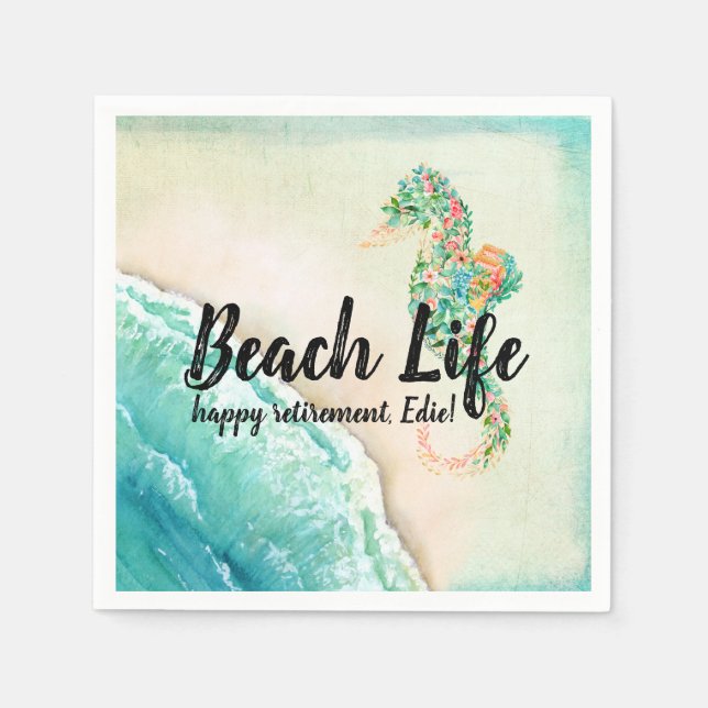 Saltwater Beach Life Seahorse Pappersservett (Framsidan)