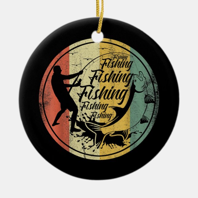 Saltwater Deep Sea Fishing Angler Fisherman Sport Julgransprydnad Keramik (Framsidan)
