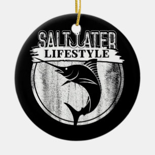 Saltwater Deep Sea Fishing Angler Fisherman Sport Julgransprydnad Keramik