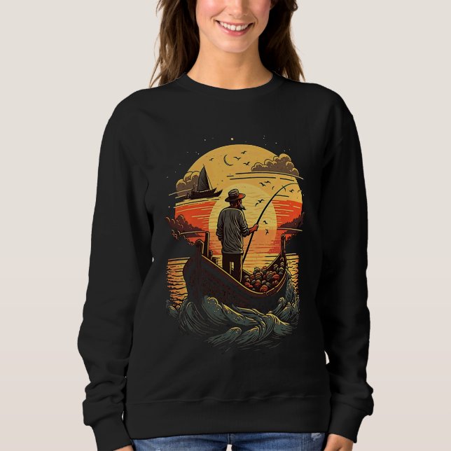 Saltwater Fishing Trip Fisherman Fishing On Sunset T Shirt (Framsida)