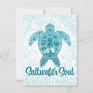 Saltwater Soul Tropical Sea Turtle med Handflatan Vykort