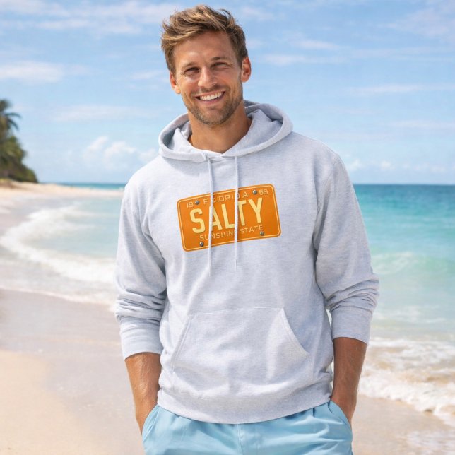 Salty 1969 - Retro Florida License Plate Graphic Hoodie (Skapare uppladdad)