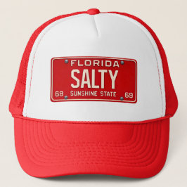 Salty 1969 | Röd Retro Florida Nummernschild Surf Keps