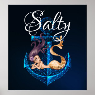 Salty ~ Anchor and Sjöjungfru Sea Life Poster