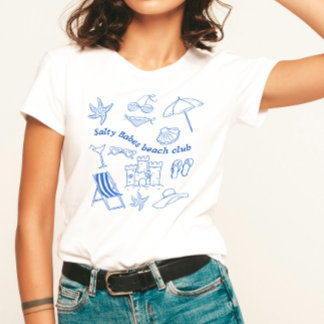 Salty Babes Beach Klubb Doodle T Shirt