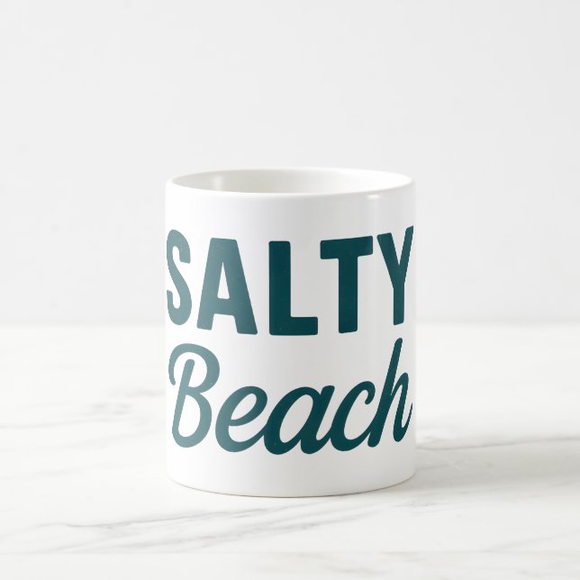 Salty Beach Coastal Surf Life | Teal Grafiskt Tryc Kaffemugg (Center)