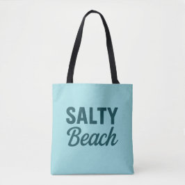 Salty Beach Life | Kustnära Tealblå Grafisk Print Tygkasse