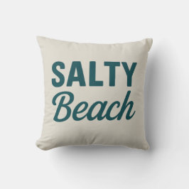 Salty Beach Reversible Teal Coastal Decor Graphic Kudde