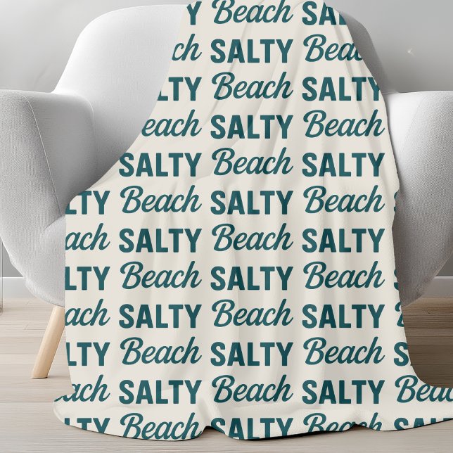 Salty Beach Sand & Teal Blue Graphic Coastal Decor Fleecefilt (Skapare uppladdad)