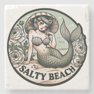 Salty Beach Sjöjungfru Humor Funny Sjöjungfruar Stenunderlägg