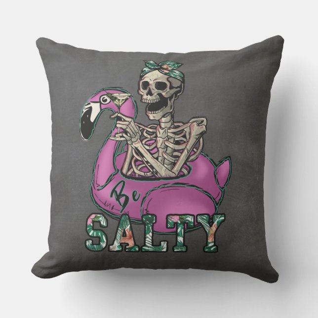 Salty Beach Skeleton Kudde (Framsida)