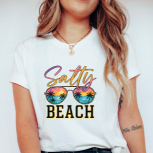 Salty Beach-solglasögon; Retro sommar palmträd T Shirt