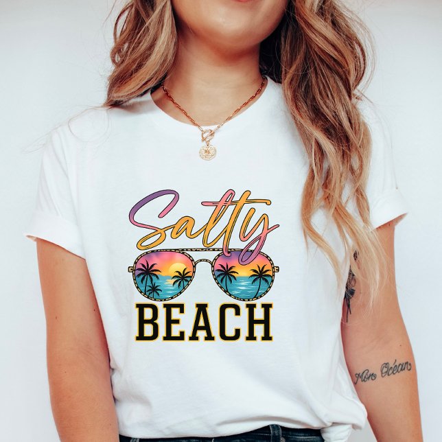 Salty Beach-solglasögon; Retro sommar palmträd  T Shirt (Skapare uppladdad)