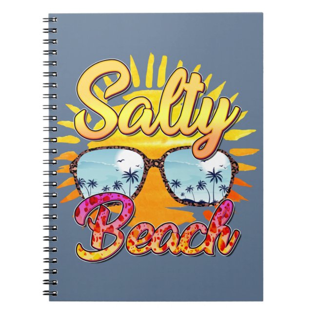 Salty Beach | Tropiska Sol och Handflatan Träd Anteckningsbok (Framsidan)