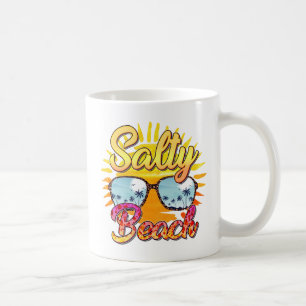 Salty Beach Tropiska Sol och Handflatan Träd Kaffemugg