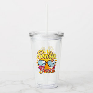 Salty Beach Tropiska Sol och Handflatan Träd Take Away Mugg