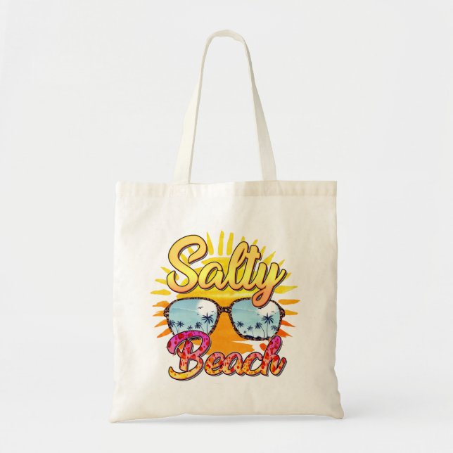 Salty Beach | Tropiska Sol och Handflatan Träd Tygkasse (Framsidan)
