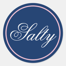 "Salty" Bröllop Sticker -  Rosa/flottan Runt Klistermärke