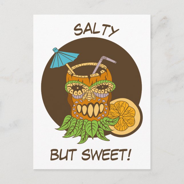 Salty but Sweet, Tiki Cocktail med citat, Lusnyj Vykort (Framsida)