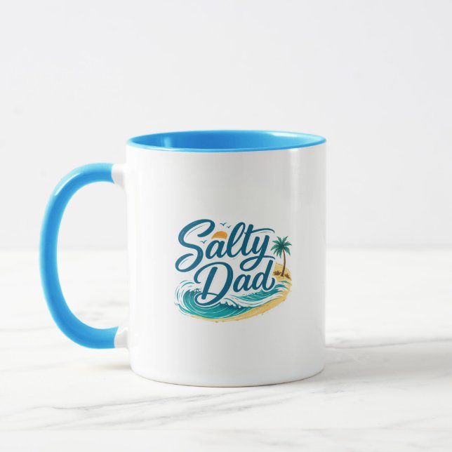 Salty Dad Vintage Beach Ocean Wave Mugg (Vänster)
