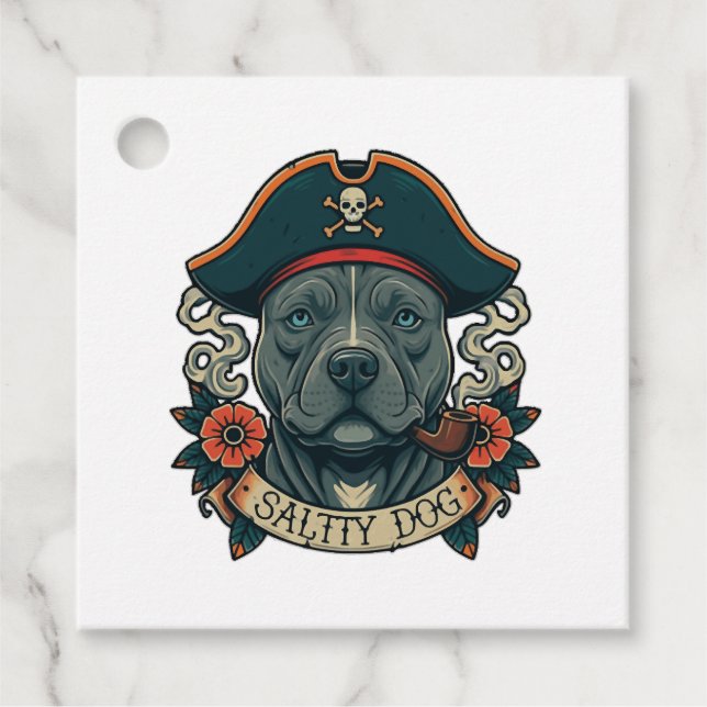 Salty Dog Pitbull Gåvor Etiketter (Framsida)