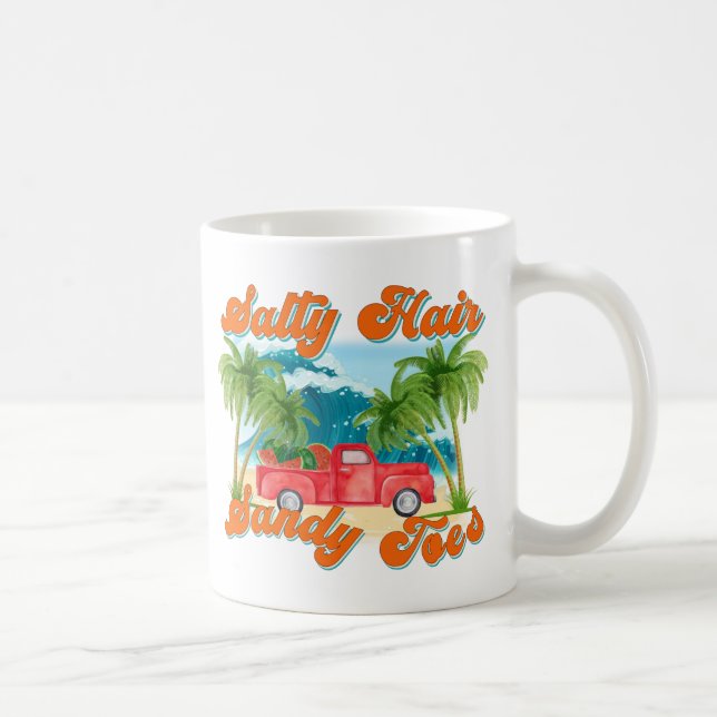 Salty Hair, Sandy Toes | Tropiska ön Kaffemugg (Höger)