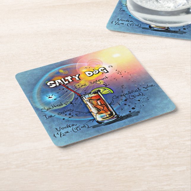 Salty Hund Cocktail (#6 av 12 Recipe-uppsättningar Underlägg Papper Kvadrat (Vinklad)
