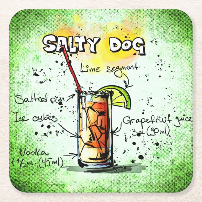 Salty Hund Drink Recept Underlägg Papper Kvadrat (Framsidan)