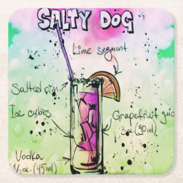 Salty Hund Drink Recept Underlägg Papper Kvadrat