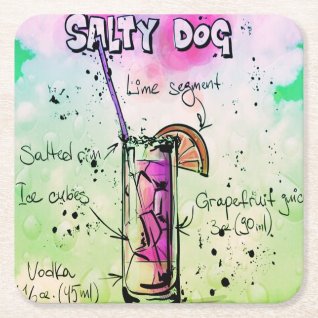 Salty Hund Drink Recept Underlägg Papper Kvadrat (Framsidan)